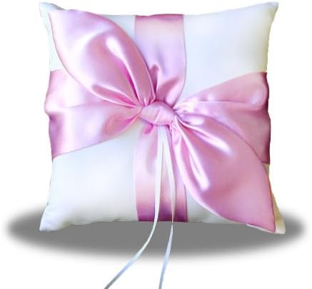 New Pink Satin Bow IVORY Wedding ring pillow bearer