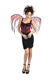 IMAGE OF Angel Pixie Farie Wings in Red or Black Lace on Black Corset One Size Color: Red