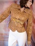 $5990 VALENTINO Gold Lace Embroidered Belt Jacket 12