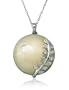 Platinum Plated Sterling Silver Mother-of-Pearl and Cubic Zirconia Pendant, 18"