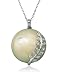 Platinum Overlay Sterling Silver Mother of Pearl &amp; Cubic Zirconia Pendant, 18"