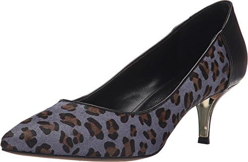 Nicole Miller Artelier Women's Sophie 2 Black Leather/Grey Leopard Pony Pump 7 M