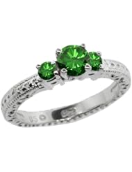 0.79 Ct Round Green SI1/SI2 Diamond 18K White Gold 3-Stone Ring