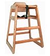 Restaurant style wooden high chair with safety belt