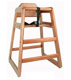 Restaurant style wooden high chair with safety belt