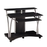 OSP Designs SAT21 Saturn Black & Silver MOBILE Computer Cart Desk Stand