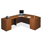 Contemporary Laminate Bowfront L-Desk with Left Return Basyx BL Laminate Collection by Hon Office Fu