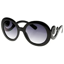 Designer Inspired Oversized High Fashion Sunglasses w/ Baroque Swirl Arms