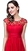Babyonline Women's Cap Sleeve Lace Prom Dress Ruched Chiffon Evening Gowns
