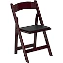 Flash Furniture XF-2903-MAH-WOOD-GG Hercules Series Mahogany Wood Folding Chair with Vinyl Padded Seat