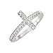 CloseoutWarehouse Cubic Zirconia Christian Sideway Cross Ring Sterling Silver Size 6