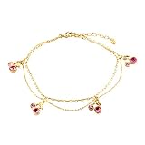 Pugster Golden Ankle Bracelet Cherry Anklet Swarovski Crystal Lobster Clasp Gifts
