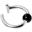 Illusion Steel Black Non Pierced Clip On Ball Closure Ring