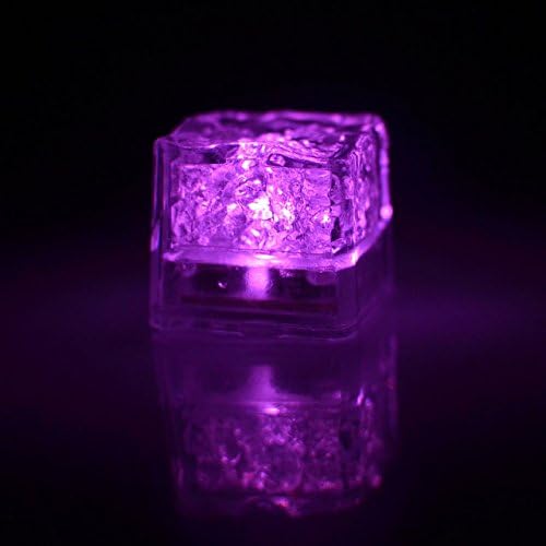 48 pcs Party Decorative Ice Cubes Light- Water Submersible LED Liquid Sensor Light for Wedding Party Bar Club Champagne Tower Holiday Decoration -Purple