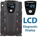 Cyberpower CP825LCD UPS - 825VA/450W LCD Display 8-Outlet RJ11/ Compact Design EMI/RFI