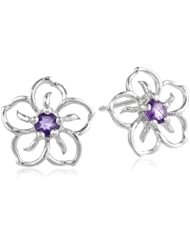 Sterling Silver and Amethyst Flower Earrings