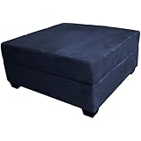 Epic Furnishings 36-Inch Square Storage Ottoman Bench, Large, Suede Dark Blue