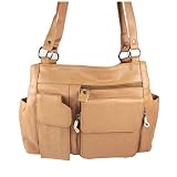 Classic Genuine Leather Large Handbag with Built In Organizer and Cell Phone Pocket