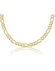 14K Solid Yellow Gold Figaro Link Chain Necklace 7mm Wide 30" inch Long - Best Price Guaranteed.