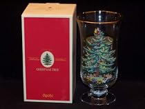 Spode Christmas Tree Glass Hurricane with Pillar Candle