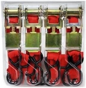 4pc 1" x 15ft Ratchet Tie Down | Cargo Straps Moving Hauling Truck Motorcycle