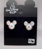 Disney Austrian Clear AB(Aurora Borealis, which Changes Color in The Light) Crystal Mickey Earrings
