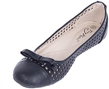 Women Double Bow Mesh Ballerina Black Flats, 6.5