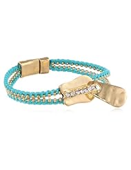 Steve Madden Teal Woven Zipper Bracelet, 7.5"