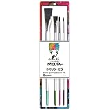 Ranger Dina Wakley Media Stiff Bristle Paint Brush, 0.5-Inch Flat, 4 Per Package