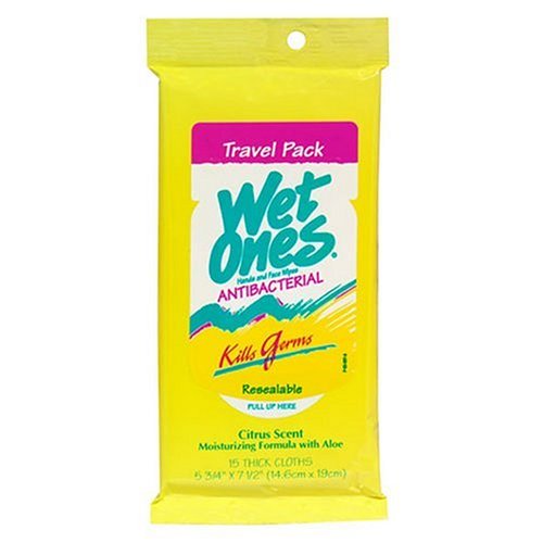 Wet Ones Citrus Antibacterial Hand  Wipes Travel Pack, 15-Count