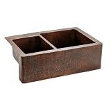Buy 33 Copper Hammered Kitchen Apron 40 60 Double Basin Sink by Premier Copper Products