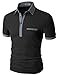 Doublju Mens chest mock pocket point short sleeve Slim Fit polo shirts