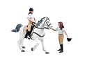 Exclusive to Amazon.co.uk.  Le Toy Van - Papo Riding Set 2 Female Rider with Horse  (White Horse with Saddle / Riding Girl / Horse Woman)