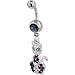 siamese17 - Belly Navel Rings Purple Crystal Siamese Cat Dangle