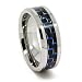 Blue Chip Unlimited - 8mm Designer Tungsten Carbide Black and Blue Carbon Fiber Men's Unique Wedding Rings Engagement Band Size (9.5)