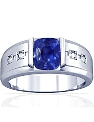 Platinum Cushion Cut Blue Sapphire Solitaire Ring