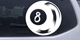 Car Sport-Eight 8 Ball Decal Sports Car Window Wall Laptop Decal Sticker -- White 6in X 6.0in