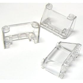 Lego Building Accessories 2x4x2 Clear Transparent Cockpit Wind Screen - Bulk Pack 10 Pcs