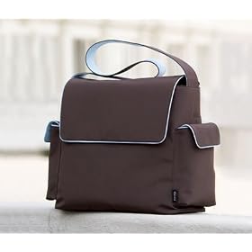 Chocolate-Blue Microfiber Messenger Diaper Bag