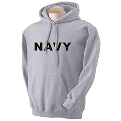 NAVY Hooded Sweatshirt - Military Style Physical Training Sweatshirt in Gray