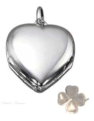 Sterling Silver 18" .8mm Wide Box Chain Necklace With Four Picture Clover Heart Locket Pendant