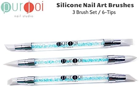 6-Tip Nail Art Brushes Nail Art Tools Silicon Nail Art Salon Tool Set Nail Art Carving Brushes (Aqua Blue)