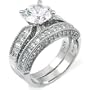 Sterling Silver Cubic Zirconia CZ Wedding Engagement Ring Set