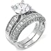Jewelry : Sterling Silver Cubic Zirconia CZ Wedding Engagement Ring Set