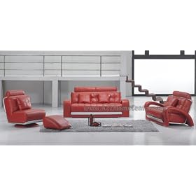 Ultra Modern Contemporary Red Leather Sofa Loveseat Chair Ottoman Set