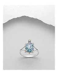 Turtle Resin Ring In 92.5 Sterling Silver