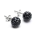 Bling Jewelry Sterling Silver Black Crystal Shamballa Stud Earrings