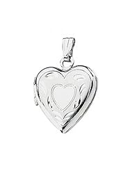 New 14k White Gold Heart Shaped Locket - 17mm