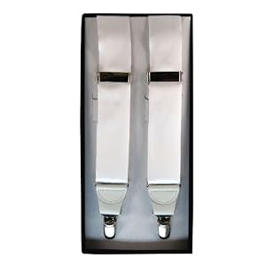 White Satin Silk Printed Clip Suspenders