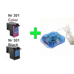 4UOFFICE XXL Tintenpatrone-Refill Industriell Wiederbef�llt. F�r HP 301-XL-LB (Color+Black+USB) 301xl CE-338-E f�r HP Deskjet 1000 1050 1055 2050 3000 3050
